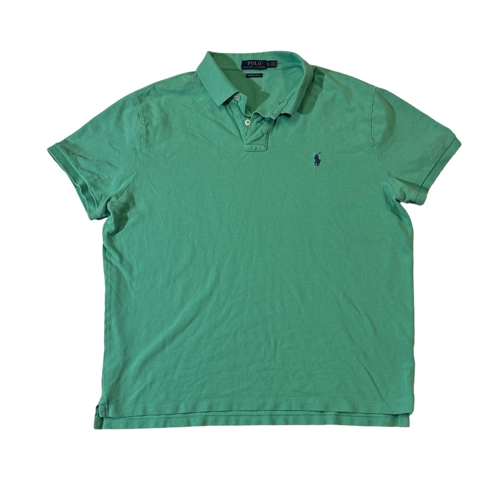 Polo Ralph Lauren mens XL custom slim fit green pique cotton polo shirt EUC